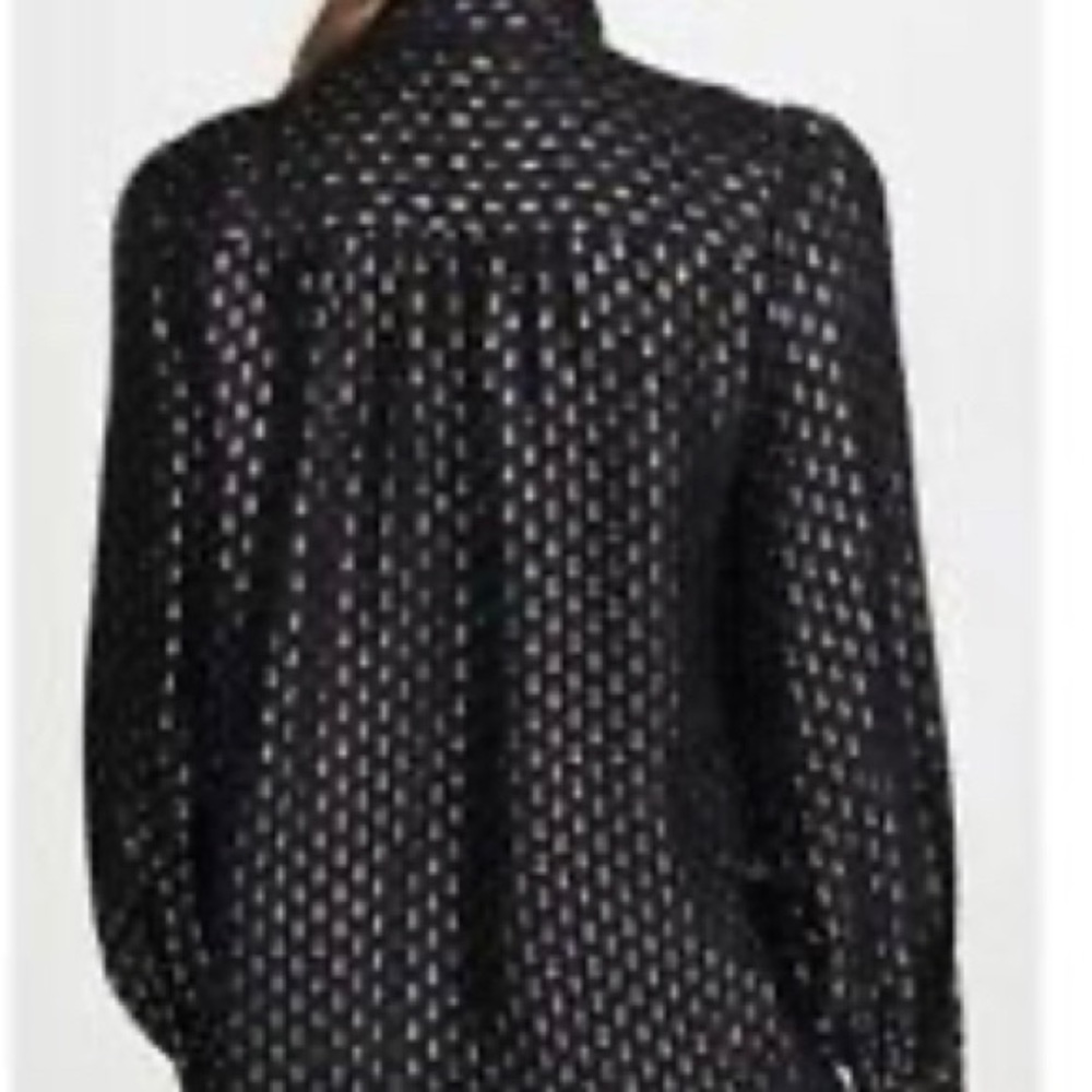 Paige Metallic Long Sleeve Bow Tie Silk Blouse - Picture 3 of 6